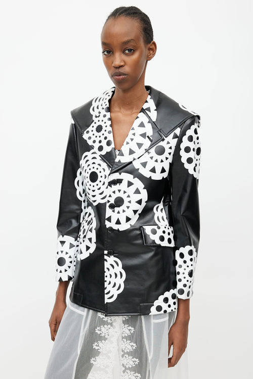 Comme des Garçons Fall 2001 Black & White Print Faux Leather Jacket