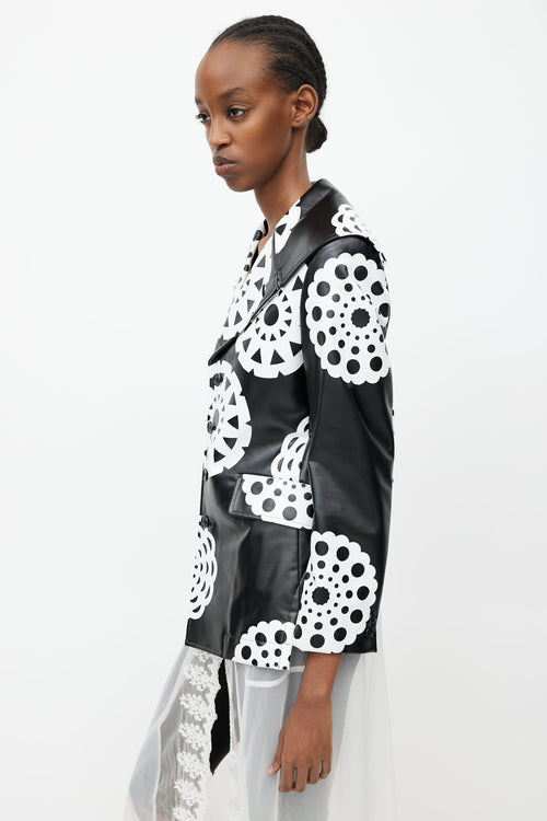 Comme des Garçons Fall 2001 Black & White Print Faux Leather Jacket