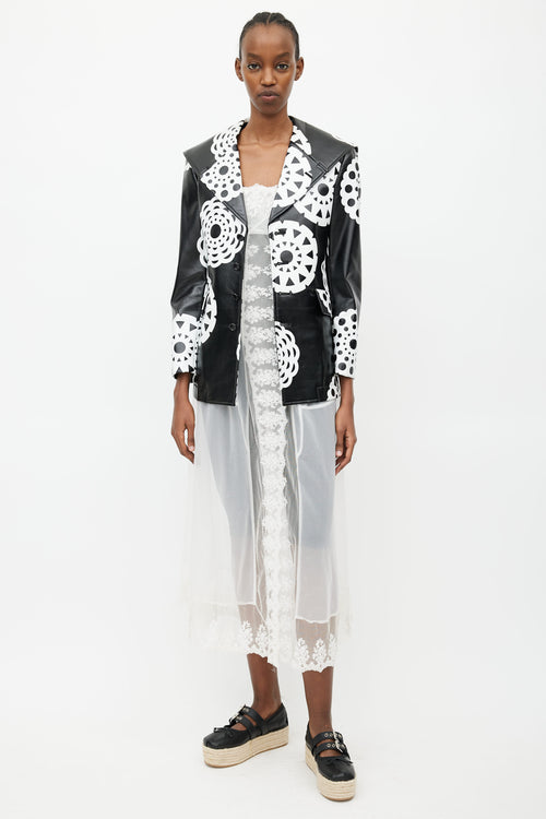 Comme des Garçons Fall 2001 Black & White Print Faux Leather Jacket