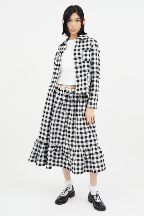 Comme des Garçons GIRL Black & White Textured Checked Skirt Set