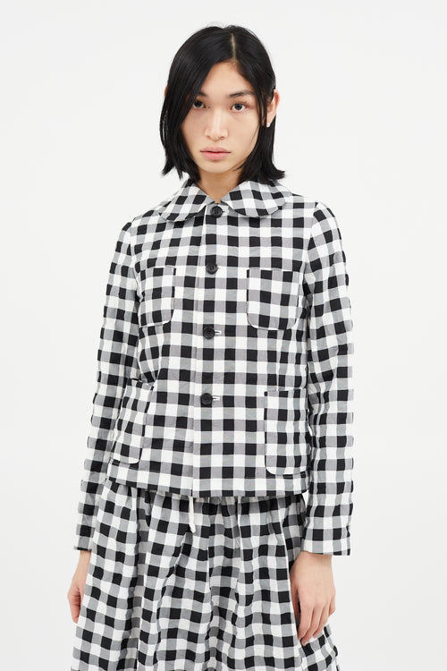 Comme des Garçons GIRL Black & White Textured Checked Skirt Set