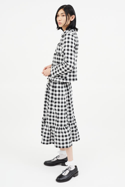 Comme des Garçons GIRL Black & White Textured Checked Skirt Set