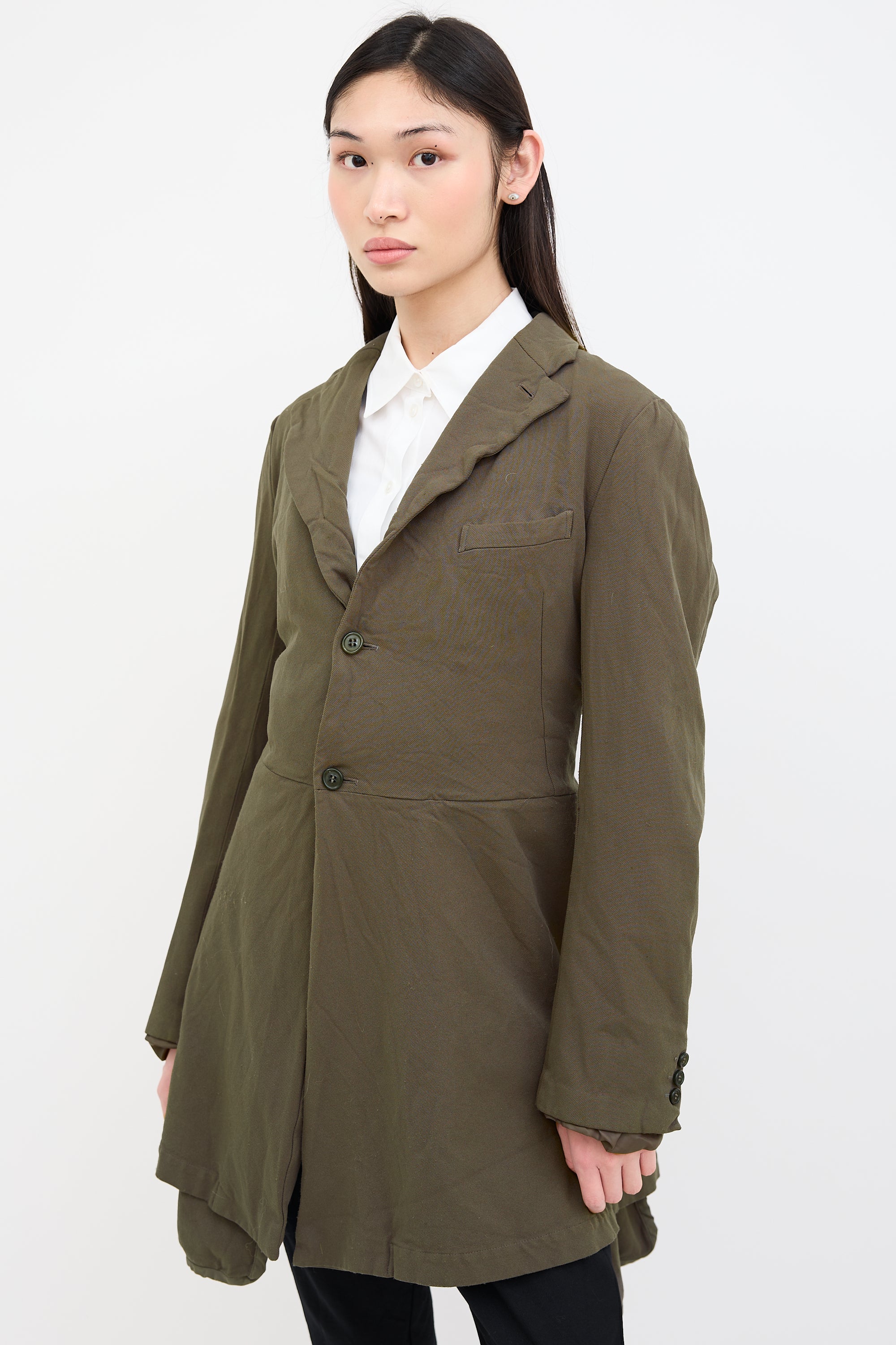 Comme des Garçons Green Front Layered  Coat