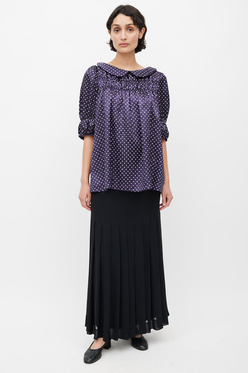 Comme des Garçons Navy & White Polka Dot Top