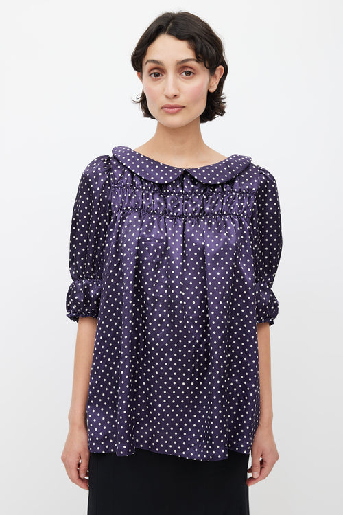 Comme des Garçons Navy & White Polka Dot Top