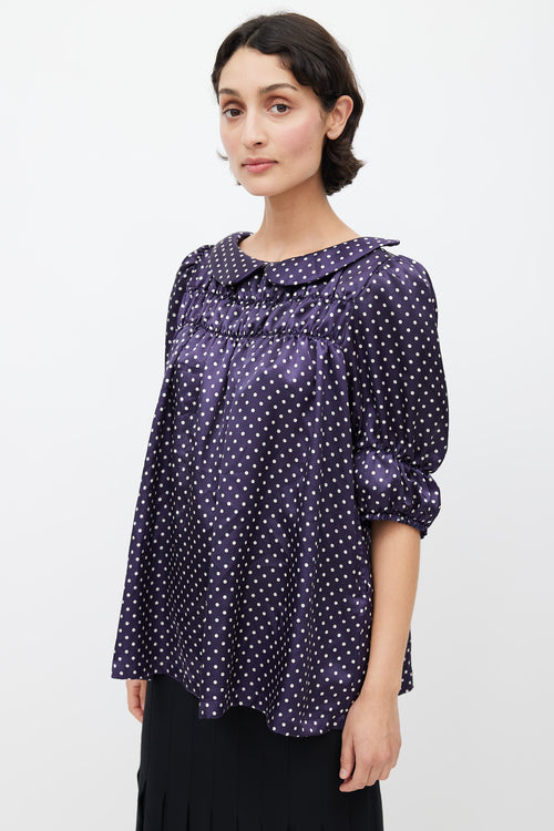Comme des Garçons Navy & White Polka Dot Top