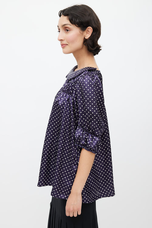 Comme des Garçons Navy & White Polka Dot Top