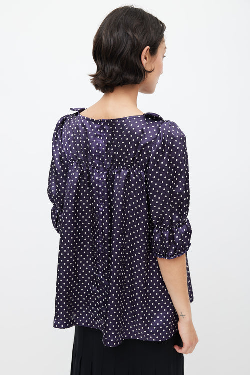 Comme des Garçons Navy & White Polka Dot Top