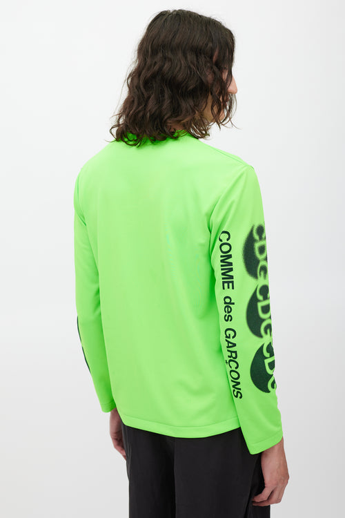 Comme des Garçons Neon Green & Black Logo Top