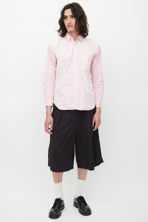 Comme des Garçons Pink & White Striped Shirt