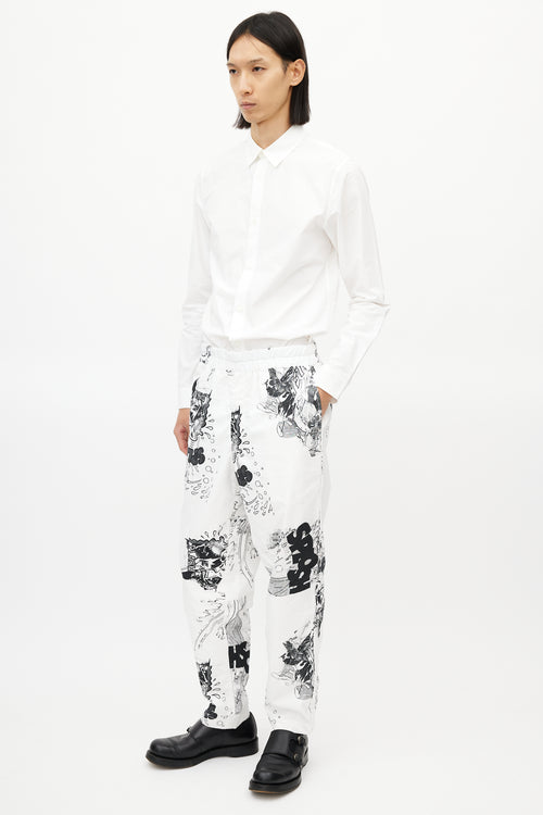Comme des Garçons SHIRT White & Black Comic Print Trouser