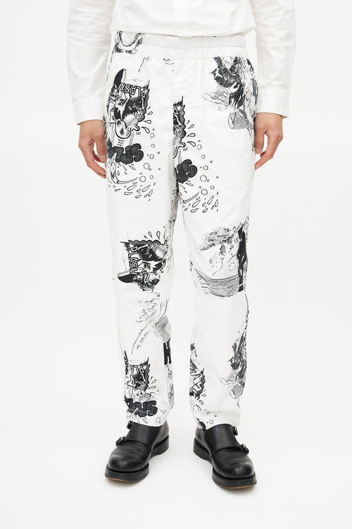 Comme des Garçons SHIRT White & Black Comic Print Trouser
