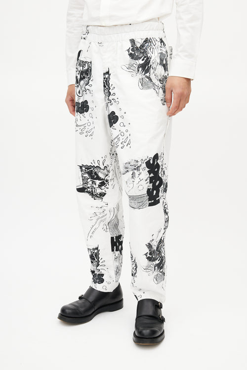 Comme des Garçons SHIRT White & Black Comic Print Trouser