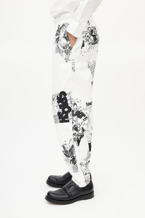Comme des Garçons SHIRT White & Black Comic Print Trouser