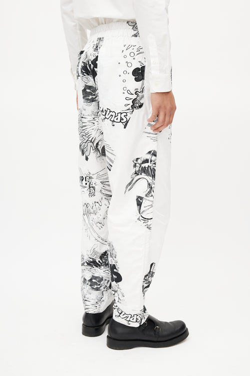 Comme des Garçons SHIRT White & Black Comic Print Trouser