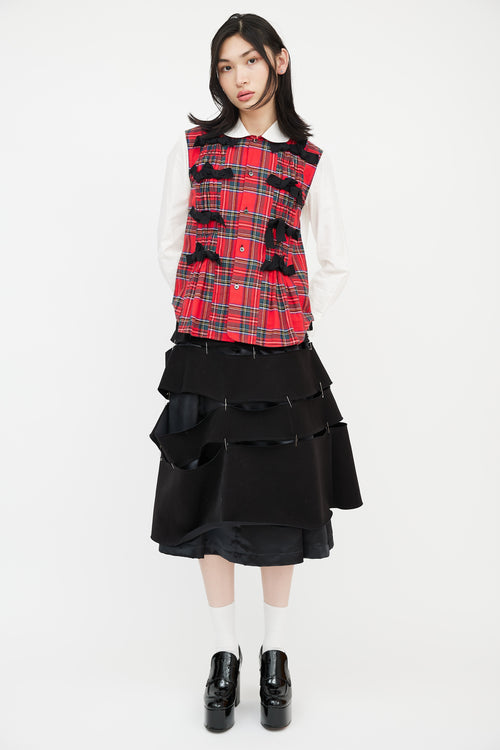 Comme des Garçons Tricot AD 2017 White & Red Plaid Bow Front Shirt