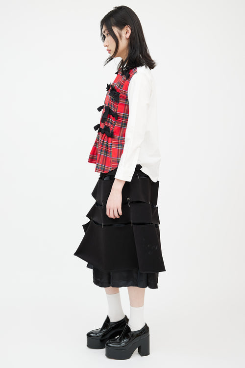 Comme des Garçons Tricot AD 2017 White & Red Plaid Bow Front Shirt