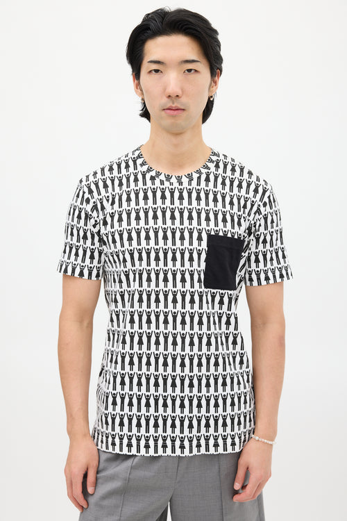 Comme des Garçons White & Black Graphic T-Shirt