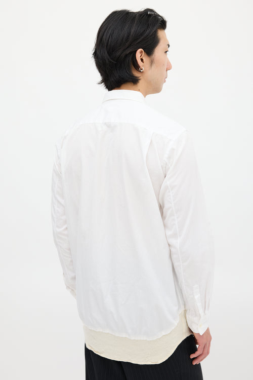 Comme des Garçons White & Cream Wool Panel Shirt