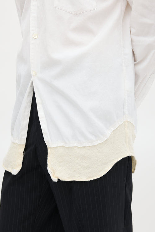 Comme des Garçons White & Cream Wool Panel Shirt