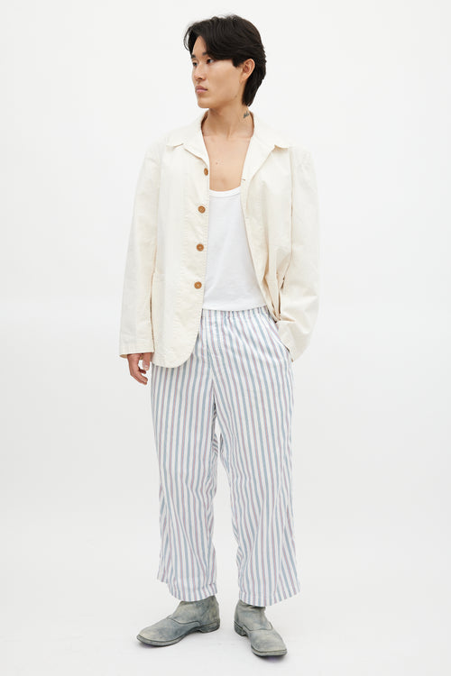 Comme des Garçons White & Multicolour Striped Trouser