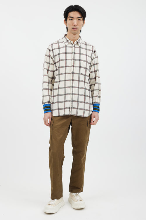 Comme des Garçons White & Pink Plaid Corduroy Shirt