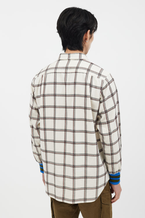 Comme des Garçons White & Pink Plaid Corduroy Shirt