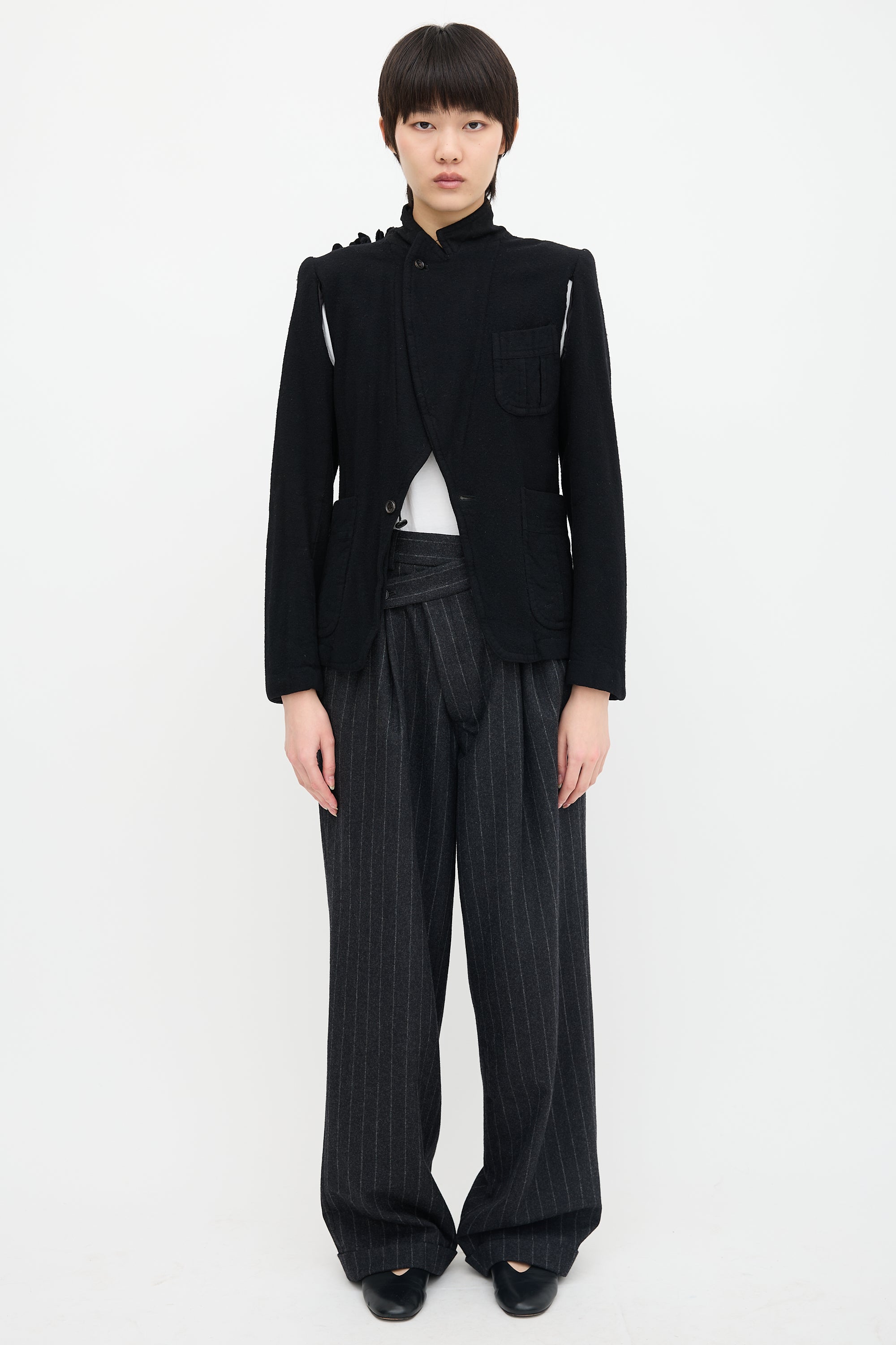Comme des Garçons FW 2000 Wool Ruffle Trim Blazer