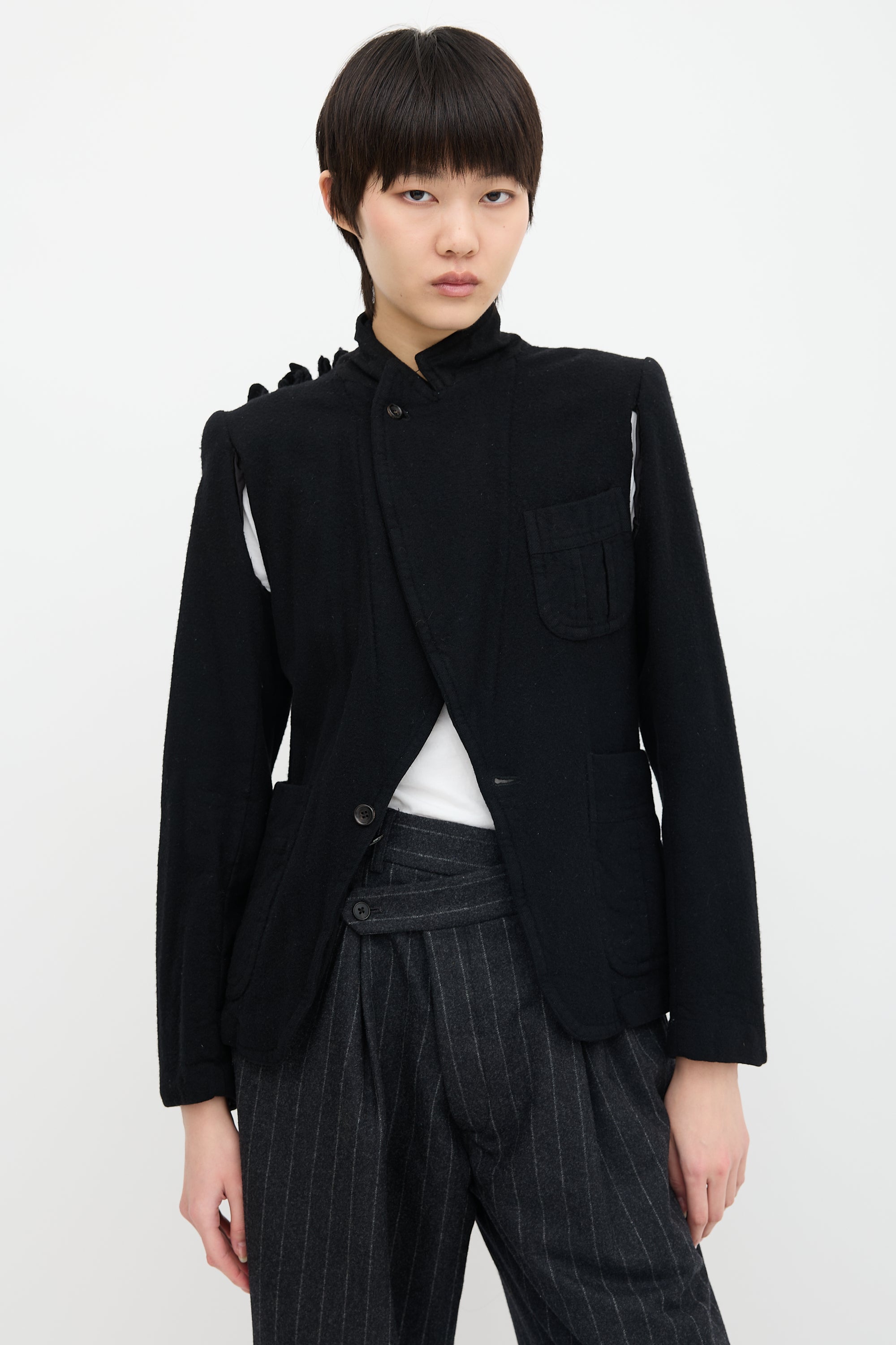Comme des Garçons FW 2000 Wool Ruffle Trim Blazer