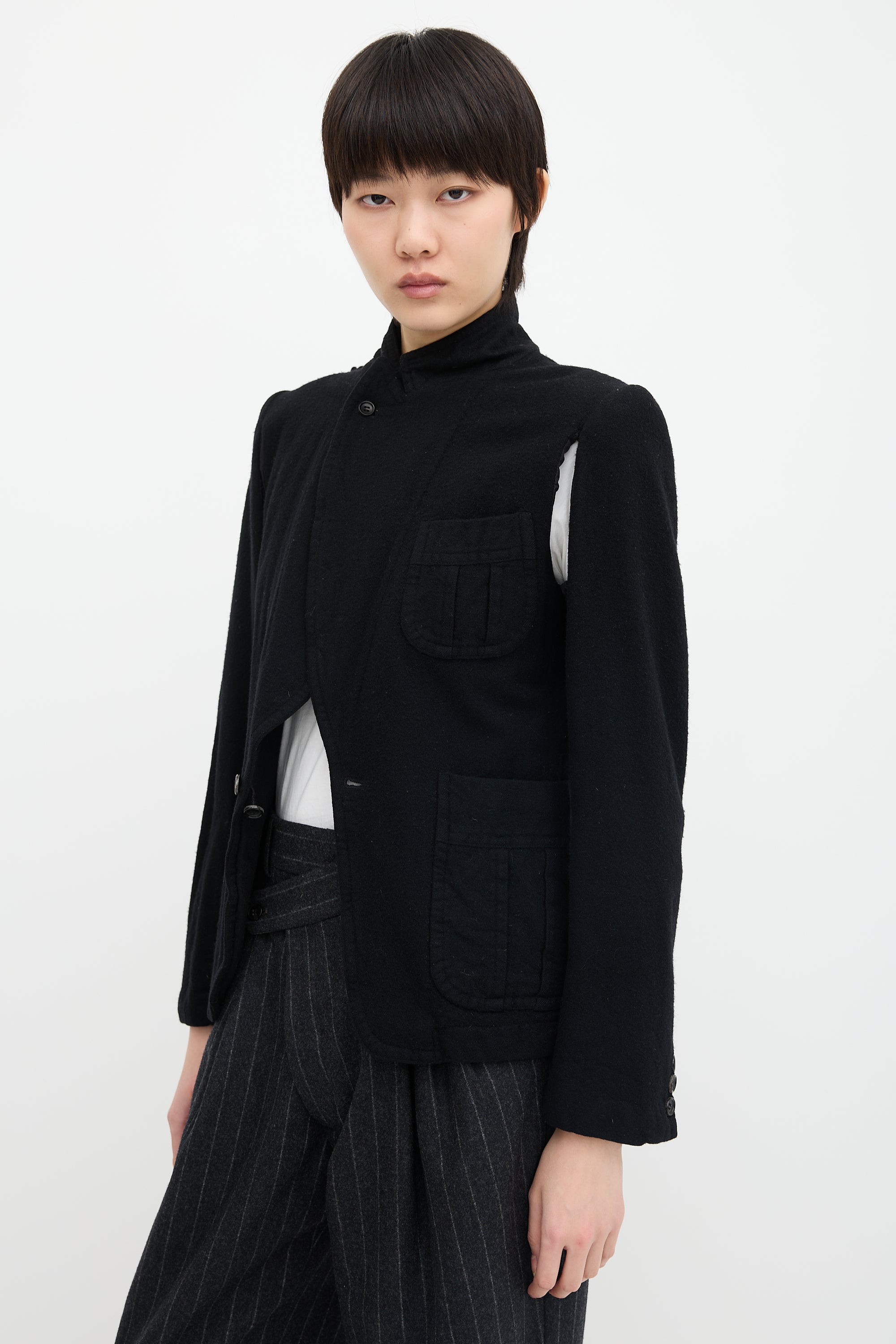 Comme des Garçons FW 2000 Wool Ruffle Trim Blazer