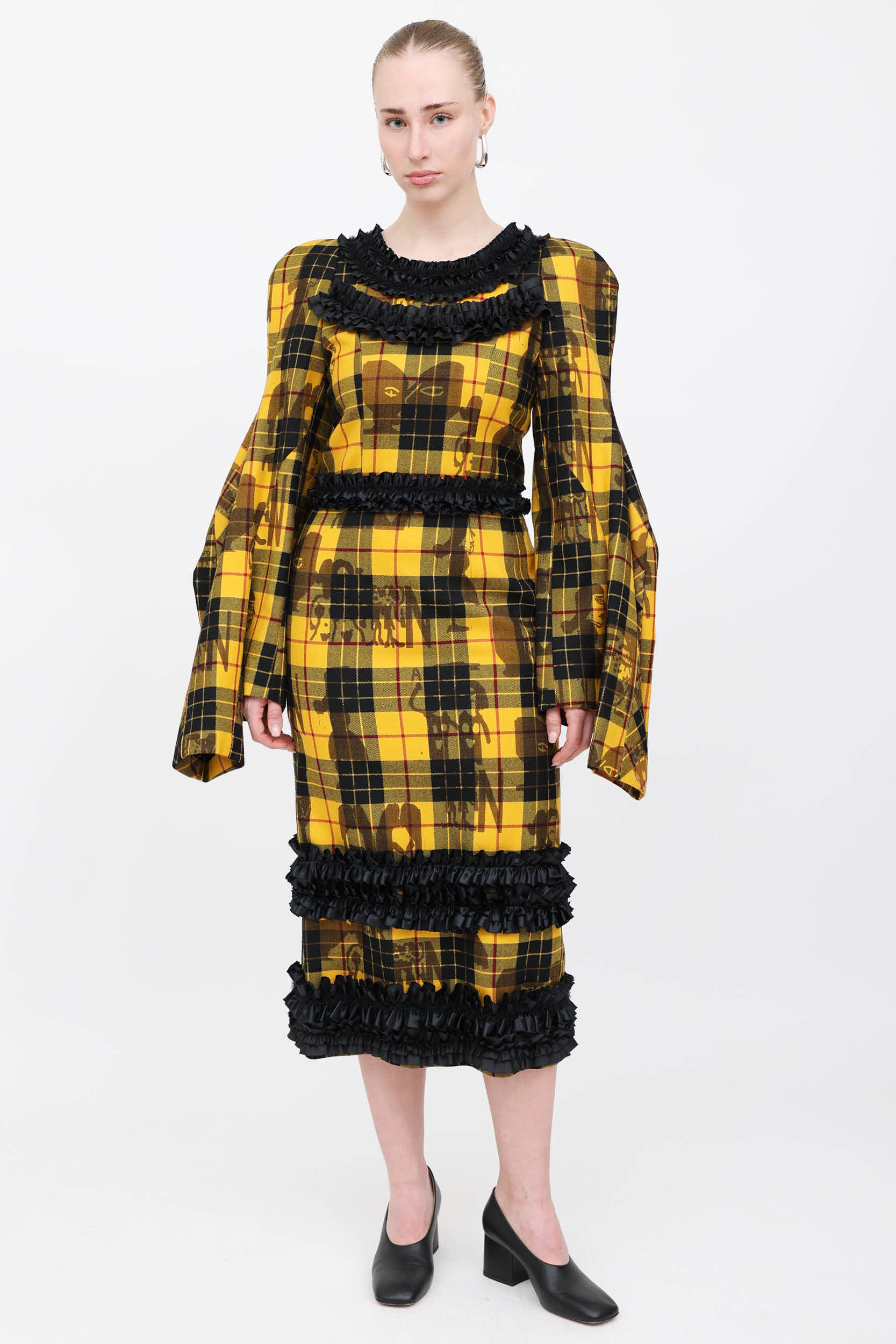 Comme des Garçons Plaid Ruffled Wool Dress