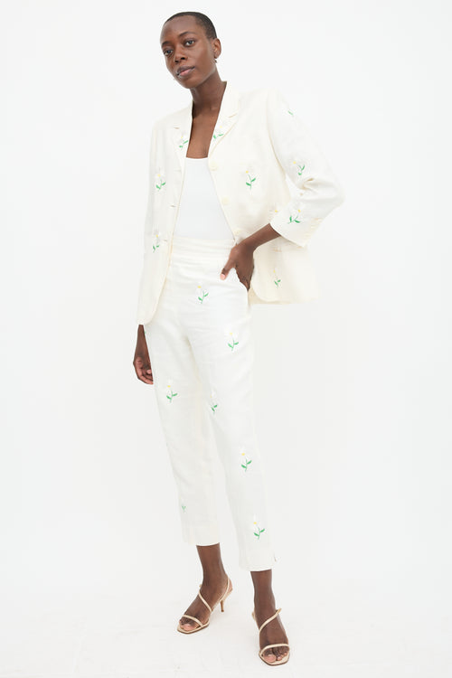 Complice 90s Linen Embroidered Suit