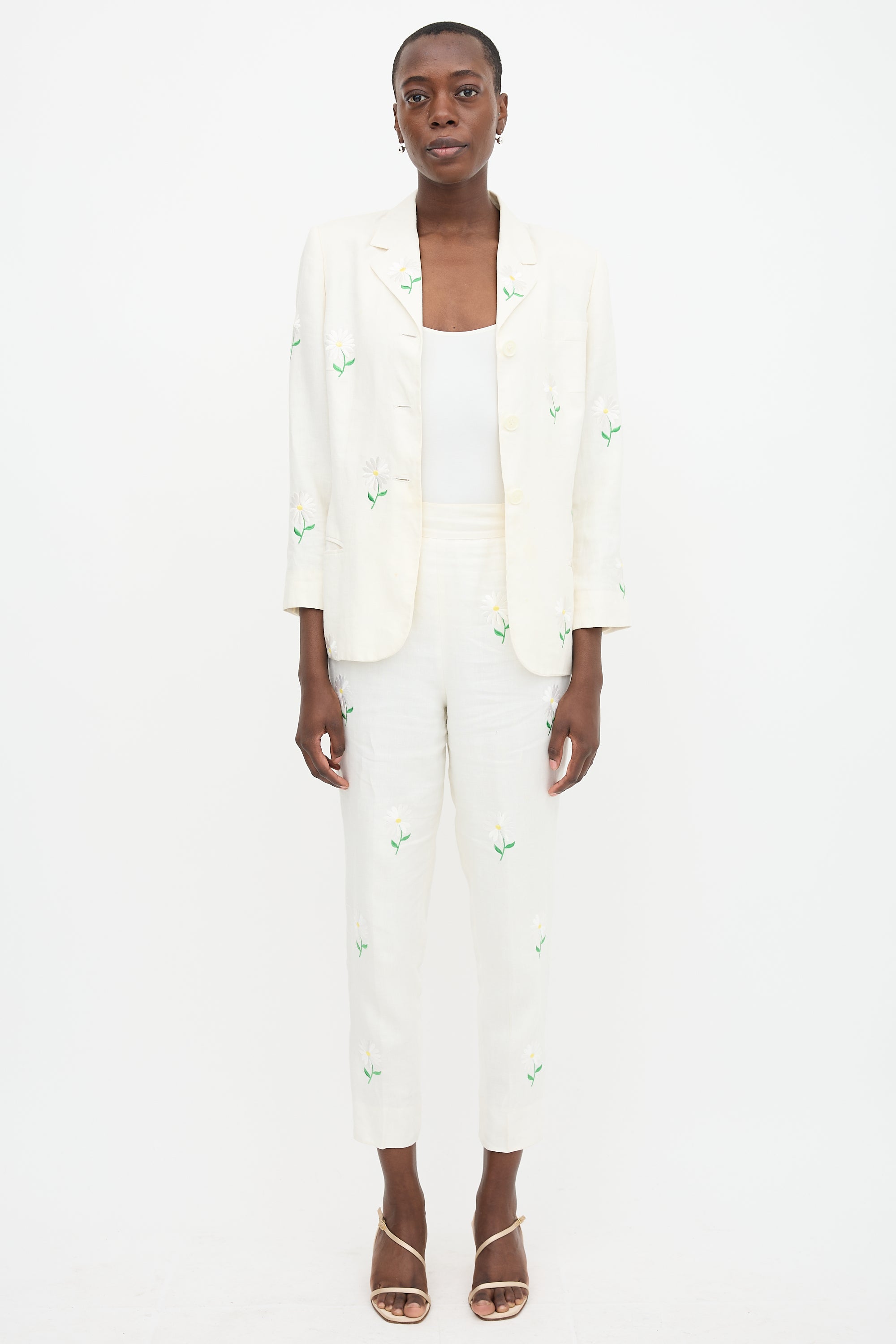 Complice 90s Linen Embroidered Suit