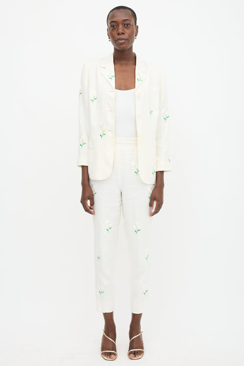 Complice 90s Linen Embroidered Suit