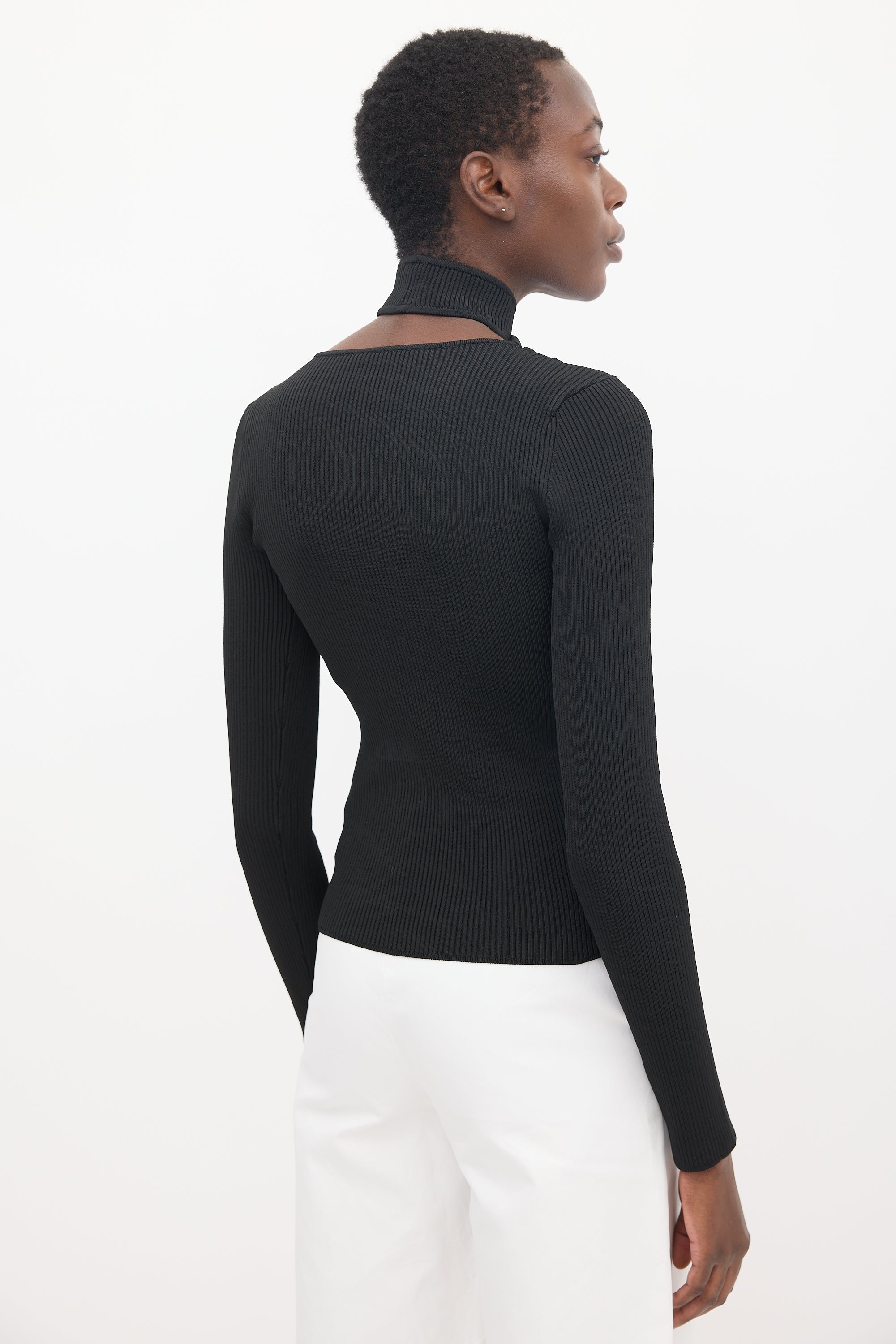 Coperni Black Knit Cut Out Ribbed Top