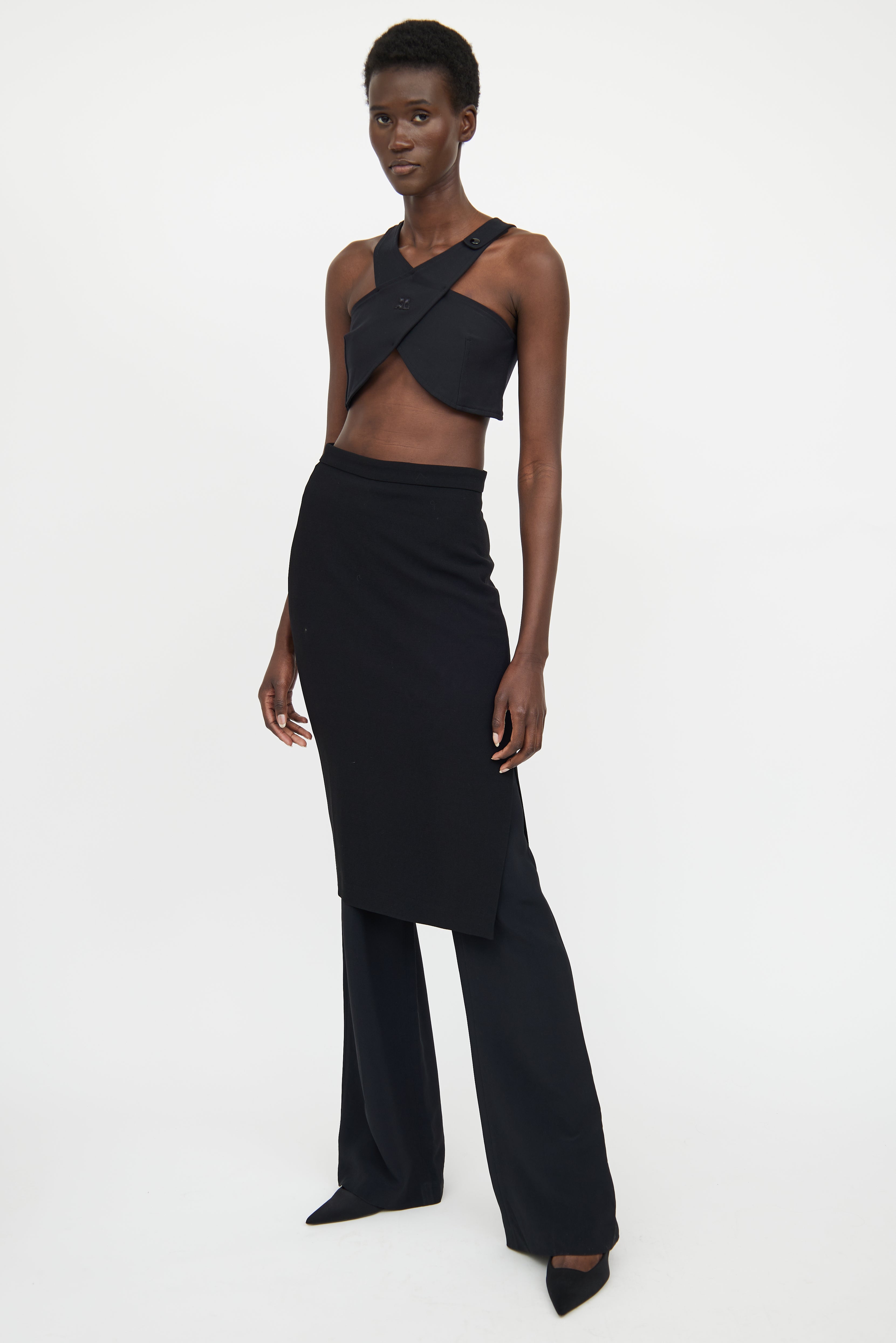 Courreges Black Crossover Crop Top