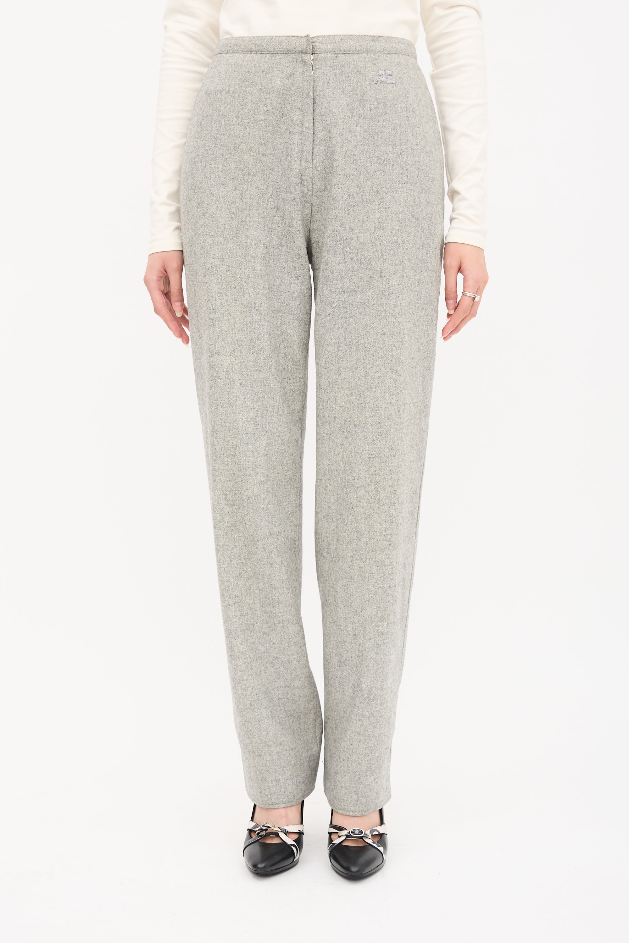 Courrèges Vintage Wool Straight Leg Trouser
