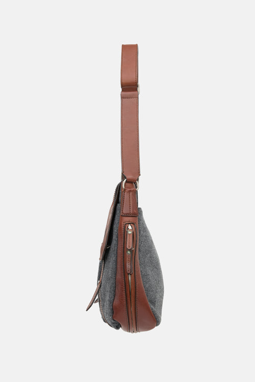 Brunello Cucinelli Leather & Felt Messenger Bag