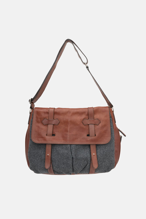 Brunello Cucinelli Leather & Felt Messenger Bag