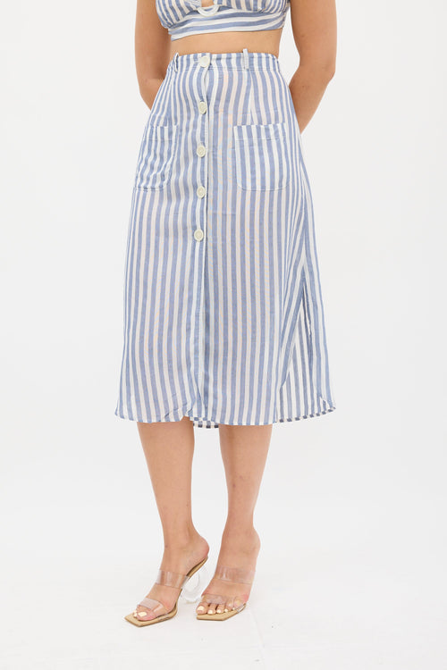 Cult Gaia White & Blue Stripe Skirt Set
