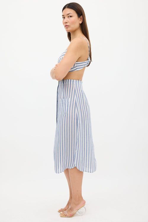 Cult Gaia White & Blue Stripe Skirt Set