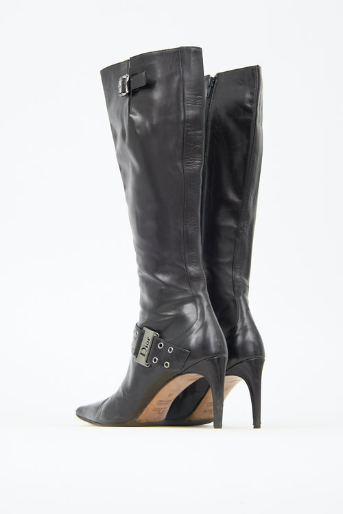 Dior Leather Logo Buckle Boot