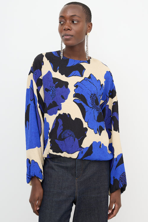Dries Van Noten Floral Capo Gathered Blouse