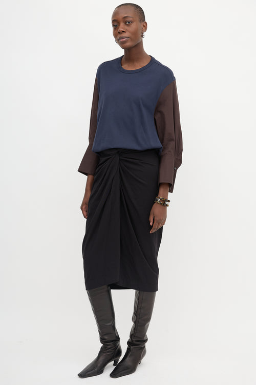Dries Van Noten Jersey Twisted Midi Skirt