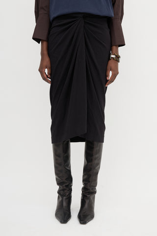 Dries Van Noten Jersey Twisted Midi Skirt
