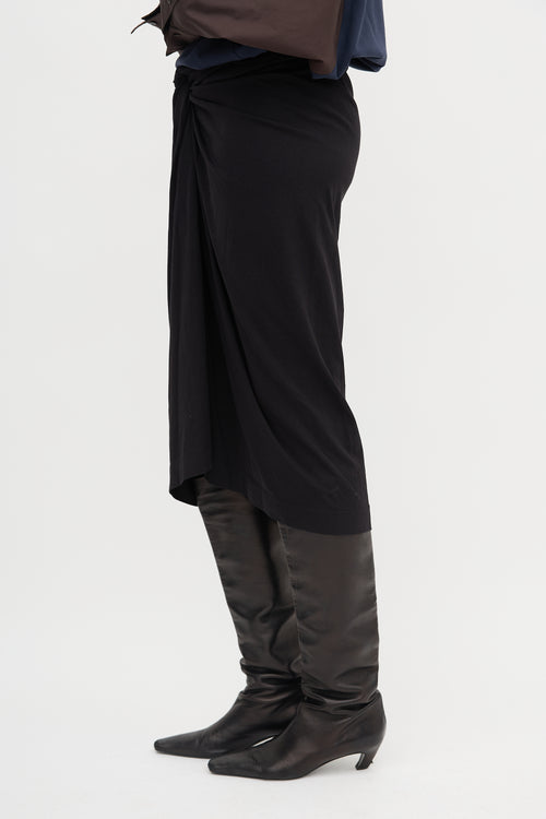 Dries Van Noten Jersey Twisted Midi Skirt