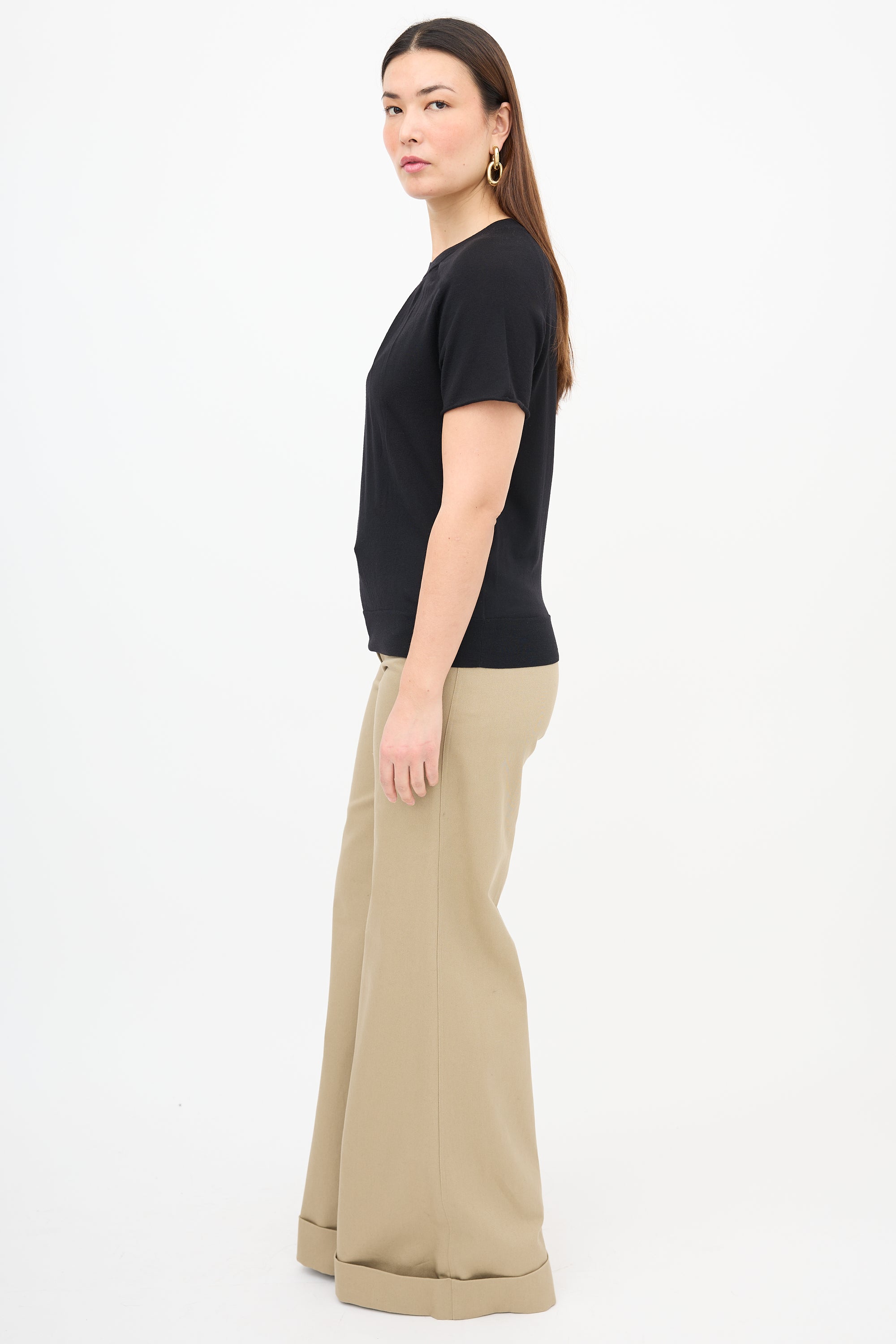 Dries Van Noten Wool Pleat Neck Top
