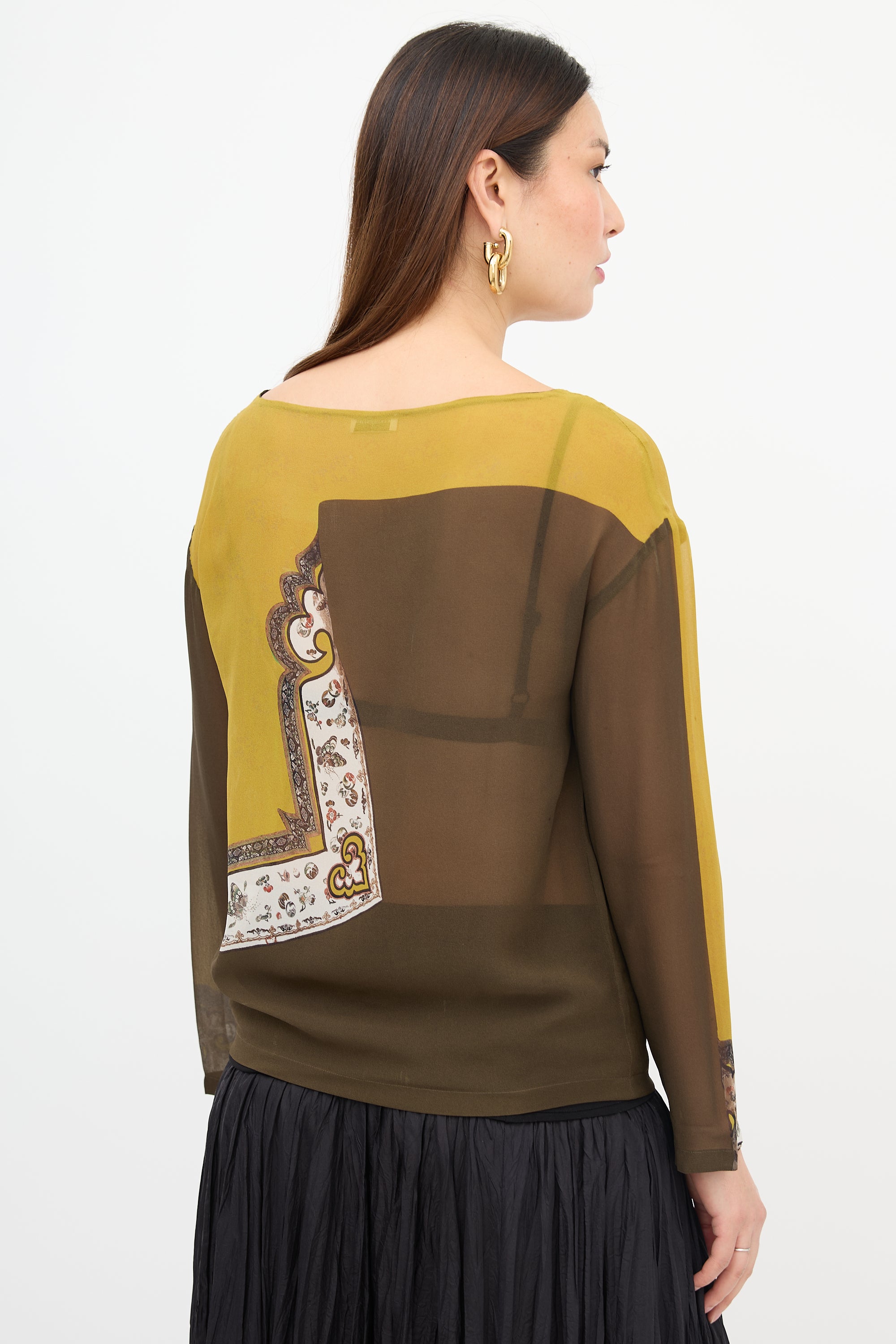 Dries Van Noten Silk Printed Sheer Blouse
