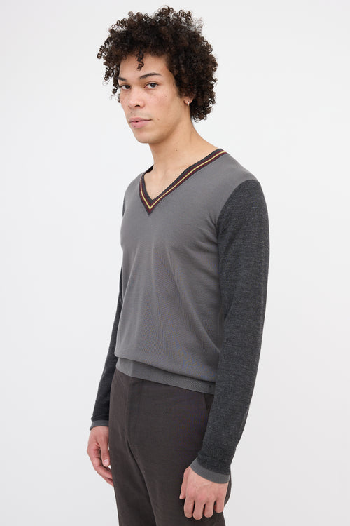 Dries Van Noten Wool Colour Block Sweater
