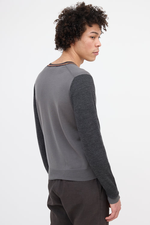 Dries Van Noten Wool Colour Block Sweater